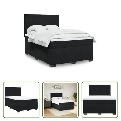 Produktbild von The Living Store Boxspringbett mit Matratze Schwarz 140x200 cm Samt