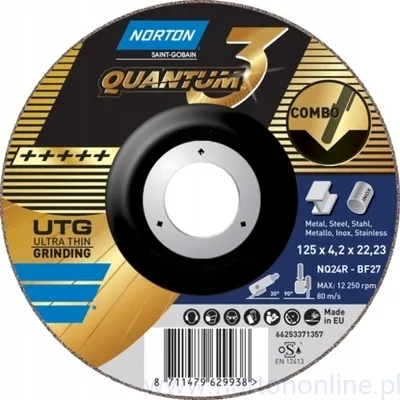 Zdjęcie produktu dla Tarcza do szlifowania NORTON QUANTUM3 125x7 INOX