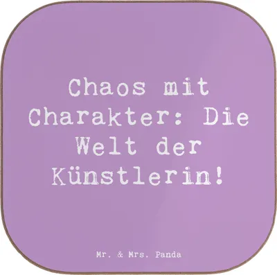 Produktbild von Mr. & Mrs. Panda unterleger Spruch Künstlerin Chaos - Lavendeltraum - Geschenk, Berufsgestaltung, Kunstschaffende, Beruf, Kreativität, Untersetzer für Gläser, Kunstwelt