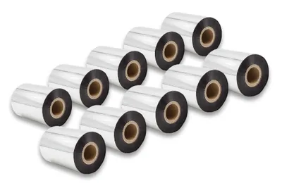 Produktbild von vhbw 10x Thermotransfer-Band kompatibel mit Godex RT700, G530, G500, EZPI 1300 Drucker Etikettendrucker, Wischfest, 90 mm x 300 m, Wachs-Plus Schwarz