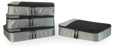 Image de A. Coffret de voyage Essentials comprenant 4 cubes de rangement, idéal pour organiser vos bagages et équipé d'un compartiment supplémentaire