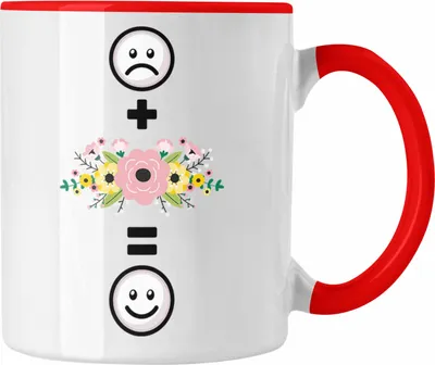 Produktbild von Trendation - Floristin Tasse Geschenk für Blumen Liebhaber Verkäuferin Lustige Geschenkidee :( + Blumen = :) Geburtstag (Rot)