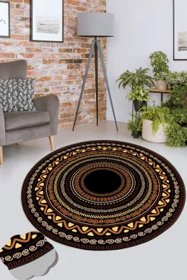 Produktbild von Conceptum Hypnose, Mistik- Mistik Mandala Çap 100X100  CHL, Bunt, Kurzflorteppiche, 50% Samtgewebe/ 50% Polyester