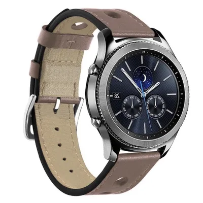Produktbild von BStrap Leather Italy Armband für Garmin Vivoactive 4, khaki brown