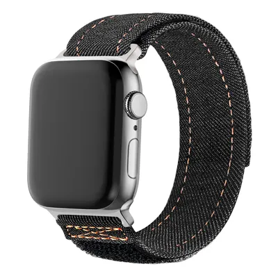 Produktbild von Bandz Nylon-Armband „Denim“ mit Klettverschluss – passend für Apple Watch (schwarz)