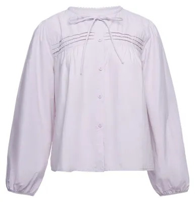 Produktbild von Damen Bluse in Lila, Größe M, mit Bischofsärmeln und regulärer Passform