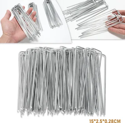 Obrázek produktu pro sada 100 kolíků pro kotvení do země, odolné proti rzi, 15x2,5 cm, Ø2,8 mm, žárově zinkované stanové kolíky, hřebík do země