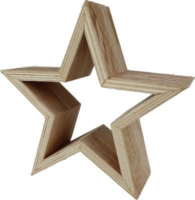 Deko Holzstern 17cm Natur Weihnachtsstern Fensterdeko Tischdeko