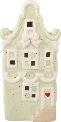 Produktbild von Clayre & Eef Dekoratives Haus mit LED Haus 11x9x22 cm Grün Keramik