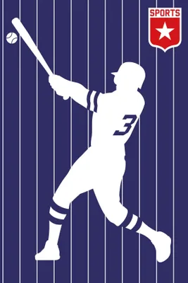 Produktbild von TADESSI Leinwandbild Retro Baseballspieler - Wandbild 80 x 120 cm - Kunstdruck auf Leinwand in Blau Weiß - M1-No.50863