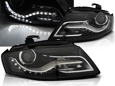 Produktbild von LED Tagfahrlicht Scheinwerfer Set in schwarz für Audi A4 B8 - 2008- bis 2011