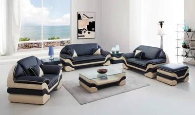 Zdjęcie produktu dla Komplet mebli tapicerowanych w klasycznym stylu: sofa 3-osobowa, sofa 2-osobowa i fotel, wykonane z skóry