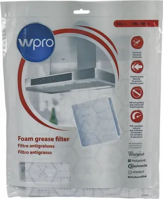 Produktbild von Fettfiltermatte Fettfilter Vliesstoff rechteckig zuschneidbar 970x470mm Dunstabzugshaube Whirlpool Bauknecht 484000008526 Wpro UGF015 Universal einsetzbar auch Ignis