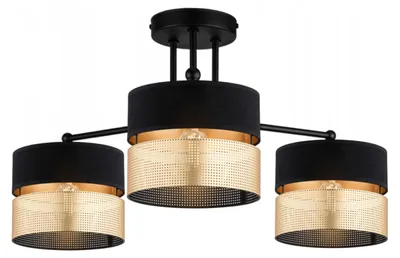 Produktbild von KAR-LIGHTING Deckenleuchte 3-flammig Schwarz‑Gold Metall für Esszimmer & Wohnzimmer, E27, kompakte Bauform, stilsicher