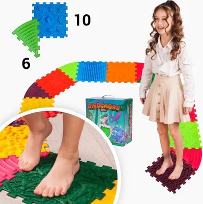 Produktbild von Massagematte Ortek «Dinosaurier Puzzle» 10 Teile + 6 «Dreiecke»