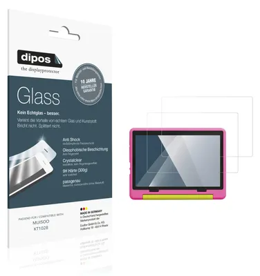 Produktbild von 2x Schutzfolie für MUISOO KT1028 - Anti-Shock 9H Folie dipos Glass Kunststoffglas
