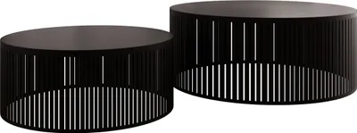 Produktbild von MIRJAN24 Im Set zwei Couchtische Velede, Wohnzimmer Kaffeetisch 2er-Set, Gestell aus Stahl, pulverbeschichtet (Farbe: Schwarz / Schwarz Molet)
