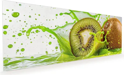 Produktbild von Küchenrückwand Spritzschutz Glas mit Motiv Kiwi Spritzer 40 x 40 cm