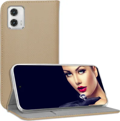 Produktbild von Bookstyle Schutzhülle Klapphülle Schutztasche Etui Cover für Motorola Moto G73 5G (6.5'') - Gold