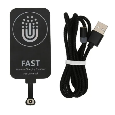 Image de Récepteur de charge sans fil, 10 W, ultra-mince, type C, patch de charge sans fil avec câble de charge magnétique