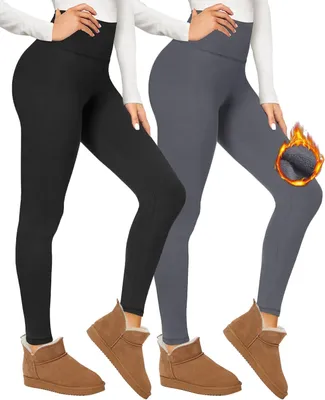 Image de Leggings thermiques pour femmes - Lot de 2 - Taille haute - Doublure pour le sport