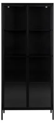 Produktbild von Newcastle Vitrinenschrank H180 mit 2 Glastüren, schwarz.