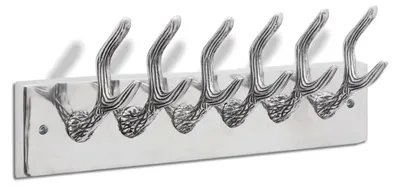 Produktbild von Wandgarderobe aus Aluminium in Silber mit Geweih-Hakenleiste