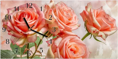 Produktbild von Wanduhr aus Glas mit Motiv Rosen Bouquet- 60 x 30 cm - inkl. Aufhängesystem