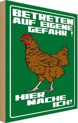 Produktbild von vianmo Holzschild 30x20 cm Betreten auf eigene Gefahr Hahn
