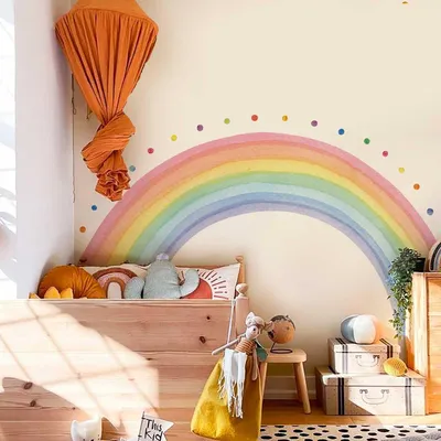 Productafbeelding van Wandtattoo 192 x 112 cm, regenboog, zelfklevend, voor kinderkamer