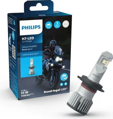 Produktbild von Philips Ultinon Pro6000 Boost 11972U60B2X1 Motorradlampen, H7, Scheinwerfer, LED, PX26d, 12 V, 15 W