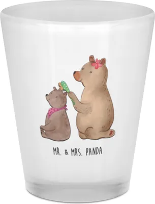 Produktbild von Mr. & Mrs. Panda Schnapsglas Bär Kind - Transparent - Geschenk, Pinnchen, Muttertag, Tochter, Glas Schnaps, Bären, Mama, Stamperl, Stamper, Shot, Bruder