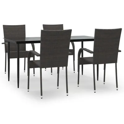 Immagine prodotto di vidaXL set da pranzo da giardino 5 pezzi in polirattan marrone
