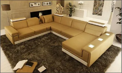 Produktbild von Design Ecksofa U-Form Modern Ledersofa