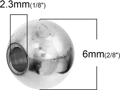 Produktbild von 20 Hochwertige Edelstahl Perlen Zwischenperlen Fedelperlen, 6mm, silberfarbig