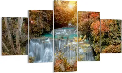 Produktbild von Bild auf Leinwand - Leinwandbild - Park Wasserfall Wasser - 125x70cm - Wand Bild - Wanddeko - Leinwanddruck - Bilder - Kunstdruck - Wanddekoration - Leinwand bilder - Wandkunst - EA125x70-3995