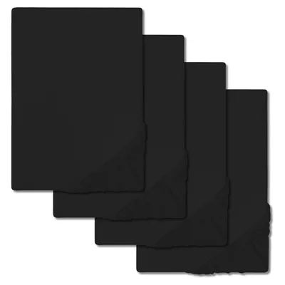 Immagine prodotto di set di 4CloudComfort Basic lenzuola elastiche in jersey nero 180 x 190 - 200 x 200 cm (4 pezzi)