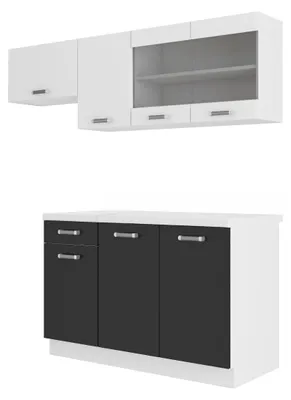 Produktbild von Küche Omega Mini 180 cm Küchenzeile Küchenblock Singleküche Schwarz Weiss