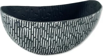 Produktbild von Metall Schale Schiff 25 x 11,5cm schwarz-weiß Blumenschale Pflanzschale Planztopf