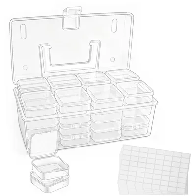 33-tlg. Sortierboxen-Set für Kleinteile, transparent, stapelbar