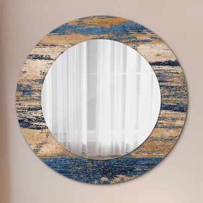 Produktbild von Wohnzimmer Spiegel - Mirror zum Wandspiegel Schlafzimmer – Schminkspiegel - Abstrakt Holz - Rund: Ø50cm