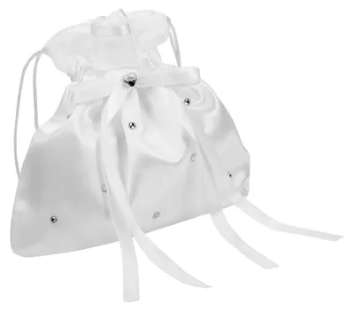 Produktbild von Brauttasche mit Kordelzug Leichte Stoff Clutch Weiße Hochzeitstasche für Braut und Brautjungfer Vielseitiger Hochzeitsgeldbeutel