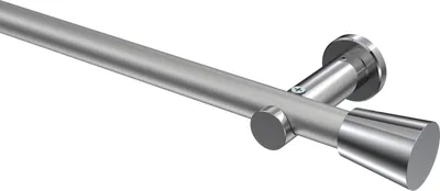 Produktbild von Interdeco Gardinenstange / Vorhangstange Silbergrau / Chrom, Typ Platon Sitra (Konus) ohne Ringe, 20 mm Ø 1-läufig, 480 cm