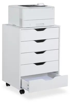 Ladekasten auf Rollen, 5 Schubladen, 66,5x48x39,5 cm, Weiß