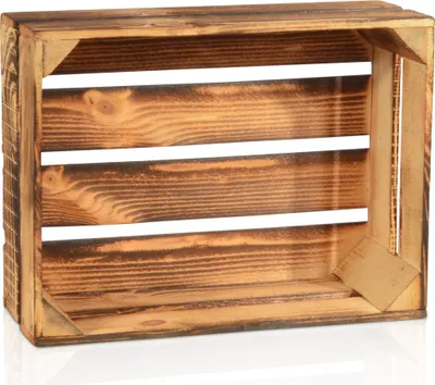 Produktbild von CHICCIE Geflammte Obstkisten - Einzelkiste 38 x 28 x 15cm Holzkisten Weinkisten Holz Kisten Apfelkisten Obstkiste Gebrannt