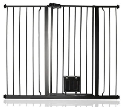 Produktbild von Bettacare Haustiergitter mit verriegelbarer Katzenklappe, 120.3cm - 127.9cm, Schwarz