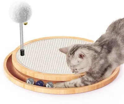 Produktbild von Naturkattenkrabpaal, sisalmat, interaktivespielzeug, klettergerät, kugeln für katzenspiel, mentale und körperliche übung, naturmaterial