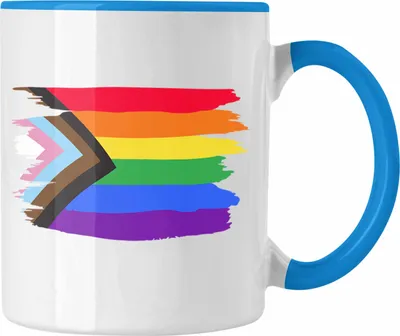 Produktbild von Trendation - Regenbogen Tasse Geschenk LGBT Schwule Lesben Transgender Grafik Pride Flagge (Blau)
