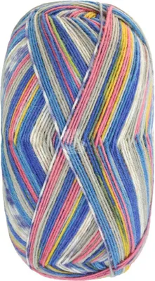 Produktbild von Lana Grossa - Meilenweit 6-fach 150g Arte 9633 hellgrau royal azurblau hellgrün gelb koralle lila heugrün