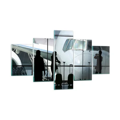 Produktbild von Bilder auf glas - Flugzeug Flughafen Passagiere - 125x70cm - Glasbilder - Wandbilder - Kunstdruck - zum Aufhängen bereit - Wanddekoration aus Glas - Glas Bilder - Wandbild auf Glas - GEA125x70-0130